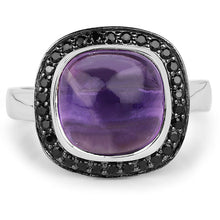 Load image into Gallery viewer, 5.25 Carat Genuine Amethyst &amp; Black Spinel .925 Sterling Silver Ring
