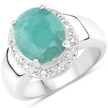 将图片加载到图库查看器，4.72 Carat Genuine Emerald and White Diamond .925 Sterling Silver Ring
