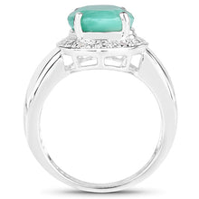 将图片加载到图库查看器，4.72 Carat Genuine Emerald and White Diamond .925 Sterling Silver Ring

