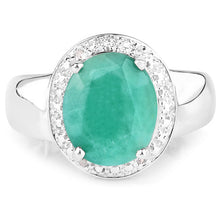 将图片加载到图库查看器，4.72 Carat Genuine Emerald and White Diamond .925 Sterling Silver Ring
