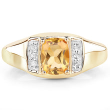 将图片加载到图库查看器，14K Yellow Gold Plated 1.36 Carat Genuine Citrine &amp; White Topaz .925 Sterling Silver Ring
