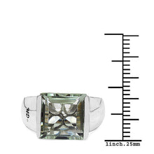 Load image into Gallery viewer, 5.71 Carat Genuine Green Amethyst &amp; White Diamond .925 Sterling Silver Ring
