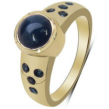 Load image into Gallery viewer, 14K Yellow Gold Plated 1.87 Carat Genuine Blue Sapphire &amp; White Diamond .925 Sterling Silver Ring
