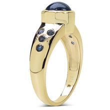 Load image into Gallery viewer, 14K Yellow Gold Plated 1.87 Carat Genuine Blue Sapphire &amp; White Diamond .925 Sterling Silver Ring
