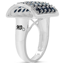 Load image into Gallery viewer, 3.51 Carat Genuine Blue Sapphire &amp; White Diamond .925 Sterling Silver Ring
