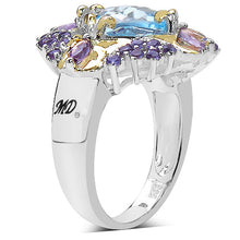 Load image into Gallery viewer, 5.66 Carat Genuine Blue Topaz, Amethyst &amp; White Diamond .925 Sterling Silver Ring
