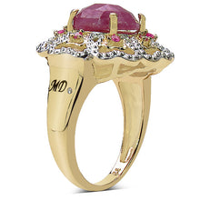 Load image into Gallery viewer, 14K Yellow Gold Plated 5.56 Carat Genuine Pink Sapphire, Ruby &amp; White Diamond .925 Sterling Silver Ring
