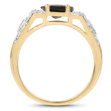 Load image into Gallery viewer, 18K Yellow Gold Plated 2.79 Carat Genuine Chrome Diopside &amp; White Topaz .925 Sterling Silver Ring
