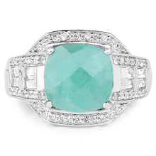 Load image into Gallery viewer, 4.09 Carat Genuine Emerald and White Topaz .925 Sterling Silver Ring

