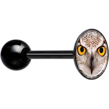 Load image into Gallery viewer, Full Color Owl Black Barbell Tongue Ring
