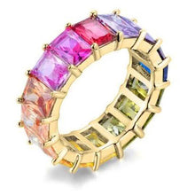 Load image into Gallery viewer, Rainbow Emerald Eternity Band
