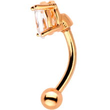 Load image into Gallery viewer, 5/16 Clear CZ Gem Rose Gold Plated Big Bling Curved Eyebrow Ring
