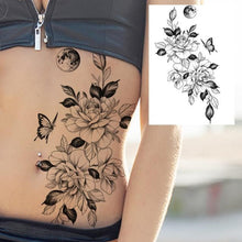 Load image into Gallery viewer, Realistic Big Flower Temporary Waterproof Sticker Tattoos For Body Painting Arm Legs Fake Black Rose Tattoos For Womens

