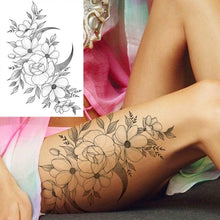 Load image into Gallery viewer, Realistic Big Flower Temporary Waterproof Sticker Tattoos For Body Painting Arm Legs Fake Black Rose Tattoos For Womens
