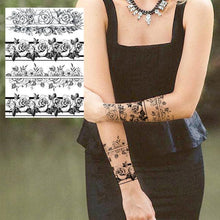 Load image into Gallery viewer, Realistic Big Flower Temporary Waterproof Sticker Tattoos For Body Painting Arm Legs Fake Black Rose Tattoos For Womens
