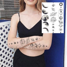 Load image into Gallery viewer, Realistic Black Temporary Small Big Tattoos Space Planets Animals Tatoos Waterproof  Face Hands Tattoos For Girls Mens
