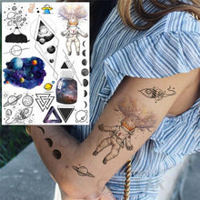 Load image into Gallery viewer, Realistic Black Temporary Small Big Tattoos Space Planets Animals Tatoos Waterproof  Face Hands Tattoos For Girls Mens

