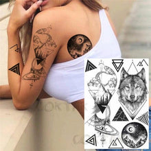Load image into Gallery viewer, Realistic Black Temporary Small Big Tattoos Space Planets Animals Tatoos Waterproof  Face Hands Tattoos For Girls Mens
