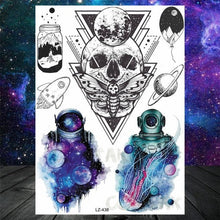 Load image into Gallery viewer, Realistic Black Temporary Small Big Tattoos Space Planets Animals Tatoos Waterproof  Face Hands Tattoos For Girls Mens

