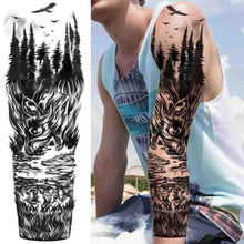 Load image into Gallery viewer, Realistic Full Arm Temporary Tattoos Sleeve Fake Tatoos Warrior Lion Tiger Flower Waterproof Tattoo Stickers For Womens Mens
