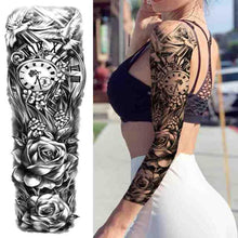 Load image into Gallery viewer, Realistic Full Arm Temporary Tattoos Sleeve Fake Tatoos Warrior Lion Tiger Flower Waterproof Tattoo Stickers For Womens Mens

