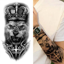 Load image into Gallery viewer, Realistic Full Arm Temporary Tattoos Sleeve Fake Tatoos Warrior Lion Tiger Flower Waterproof Tattoo Stickers For Womens Mens
