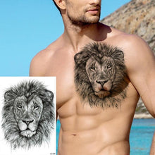 Load image into Gallery viewer, Realistic Lion Temporary Tattoo Black Warrior Sticker Waterproof Luxury Tattoo For Men Women
