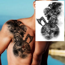 Load image into Gallery viewer, Realistic Lion Temporary Tattoo Black Warrior Sticker Waterproof Luxury Tattoo For Men Women
