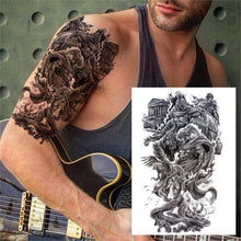 Load image into Gallery viewer, Realistic Lion Temporary Tattoo Black Warrior Sticker Waterproof Luxury Tattoo For Men Women
