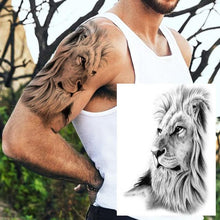 Load image into Gallery viewer, Realistic Lion Temporary Tattoo Black Warrior Sticker Waterproof Luxury Tattoo For Men Women
