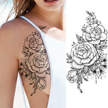 Load image into Gallery viewer, Realistic Sketches Black Flowers Temporary Waterproof Flower Tattoos Modern Body Arm Drawing For Womens
