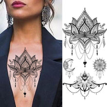 Load image into Gallery viewer, Realistic Sketches Black Flowers Temporary Waterproof Flower Tattoos Modern Body Arm Drawing For Womens
