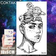 Load image into Gallery viewer, Realistic Small Planets Temporary Tattoos Arm Waterpoof Black Sticker Space Planets For Girls And Boys
