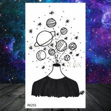 Load image into Gallery viewer, Realistic Small Planets Temporary Tattoos Arm Waterpoof Black Sticker Space Planets For Girls And Boys
