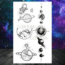 Load image into Gallery viewer, Realistic Small Planets Temporary Tattoos Arm Waterpoof Black Sticker Space Planets For Girls And Boys
