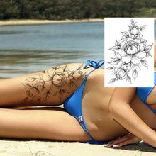 将图片加载到图库查看器，Realistic Tattoos Temporary Womens Flower Sticker Tattoos Waterproof Women Body Art Fake Legs Tattoo Stickers
