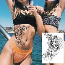 将图片加载到图库查看器，Realistic Tattoos Temporary Womens Flower Sticker Tattoos Waterproof Women Body Art Fake Legs Tattoo Stickers

