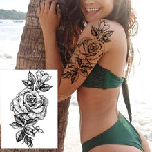 将图片加载到图库查看器，Realistic Tattoos Temporary Womens Flower Sticker Tattoos Waterproof Women Body Art Fake Legs Tattoo Stickers
