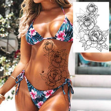 将图片加载到图库查看器，Realistic Tattoos Temporary Womens Flower Sticker Tattoos Waterproof Women Body Art Fake Legs Tattoo Stickers

