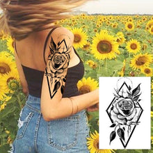 将图片加载到图库查看器，Realistic Tattoos Temporary Womens Flower Sticker Tattoos Waterproof Women Body Art Fake Legs Tattoo Stickers
