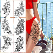 将图片加载到图库查看器，Realistic Tattoos Temporary Womens Flower Sticker Tattoos Waterproof Women Body Art Fake Legs Tattoo Stickers
