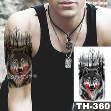 Load image into Gallery viewer, Realistic Temporary Lion Wolf Sticker Tattoo Waterproof  Elegant Body Arm Warrior Tattoo For Mens
