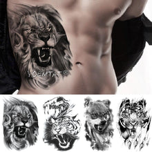 Load image into Gallery viewer, Realistic Temporary Lion Wolf Sticker Tattoo Waterproof  Elegant Body Arm Warrior Tattoo For Mens
