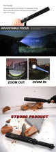 Load image into Gallery viewer, Rechargeable Adjustable LED Flashlights High Lumen Super Bright Handheld Waterproof Zoomable Portable Flashlight For Outdoor Baseball Bat Hiking CampingSelf Defense

