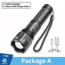 Load image into Gallery viewer, Rechargeable Adjustable Led Flashlights With High Lumen With Battery Display Super Bright Waterproof Flashlight  5 Lighting Modes For Adventure Hiking Camping Hunting New Design
