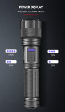 Load image into Gallery viewer, Rechargeable Adjustable Led Flashlights With High Lumen With Battery Display Super Bright Waterproof Flashlight  5 Lighting Modes For Adventure Hiking Camping Hunting New Design
