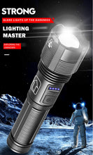 Load image into Gallery viewer, Rechargeable Adjustable Led Flashlights With High Lumen With Battery Display Super Bright Waterproof Flashlight  5 Lighting Modes For Adventure Hiking Camping Hunting New Design
