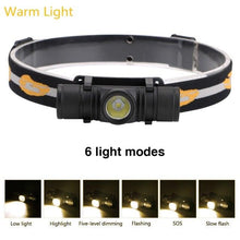 Load image into Gallery viewer, Rechargeable  Adjustable LED Power Headlamp USB Flashlight Waterproof  Headlight Torch  Light Work Lamp  For Outdoors Camping Running  Survival Hiking
