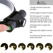 Load image into Gallery viewer, Rechargeable  Adjustable LED Power Headlamp USB Flashlight Waterproof  Headlight Torch  Light Work Lamp  For Outdoors Camping Running  Survival Hiking
