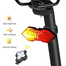 Load image into Gallery viewer, Rechargeable Bike Tail Light Turn Signals Wireless Remote Control Mountain Smart Bike Taillight Waterproof Bicycle Flashing Ultra Bright Bike Light USB LED Bicycle Rear Light Waterproof Light 5 Light Mode Headlights
